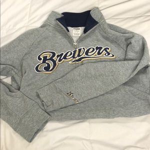 VS Pink Milwaukee Brewers quarter zip sweatshirt